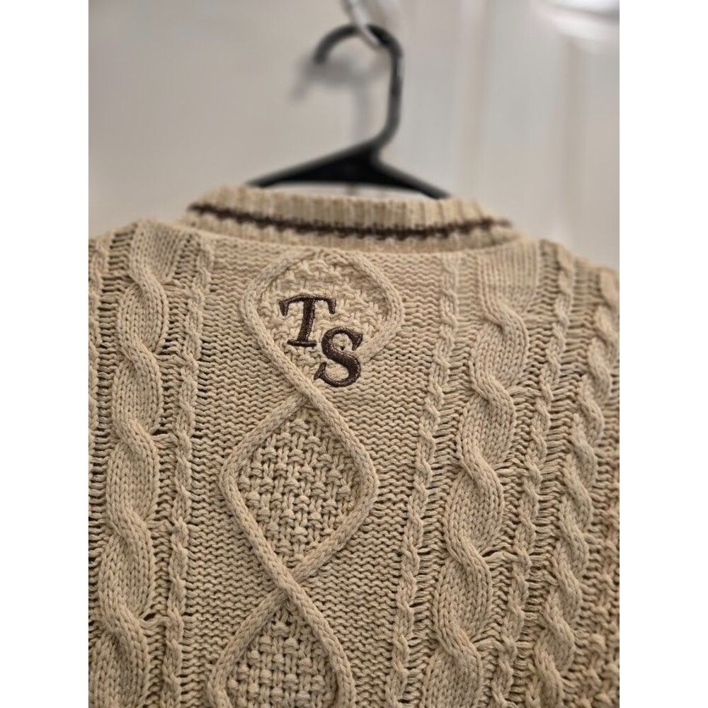 Taylor Swift Cardigan Sweater Tortured Poet Department Beige Cable Womens XS/SM - Picture 5 of 6